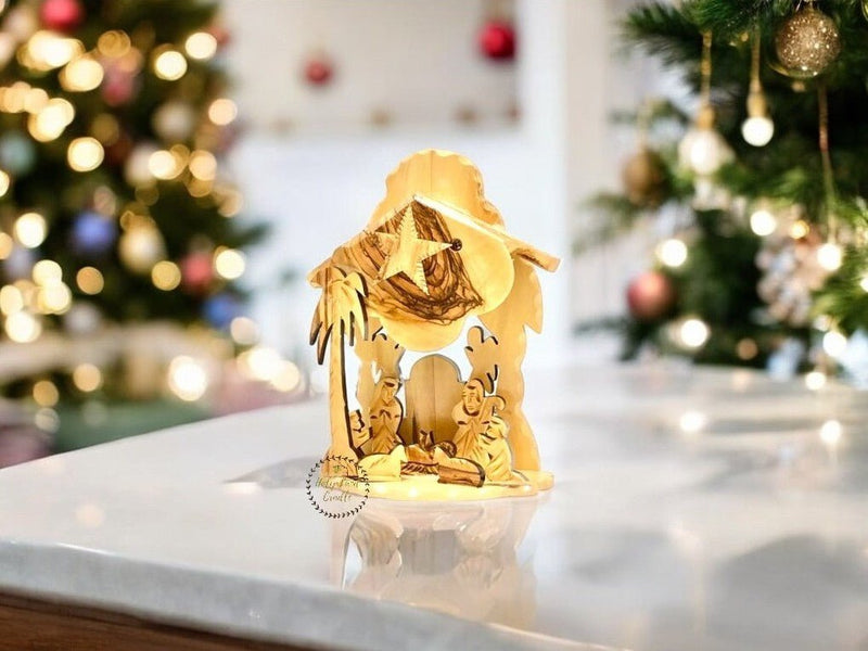 Olive Wood Musical Nativity Scene I