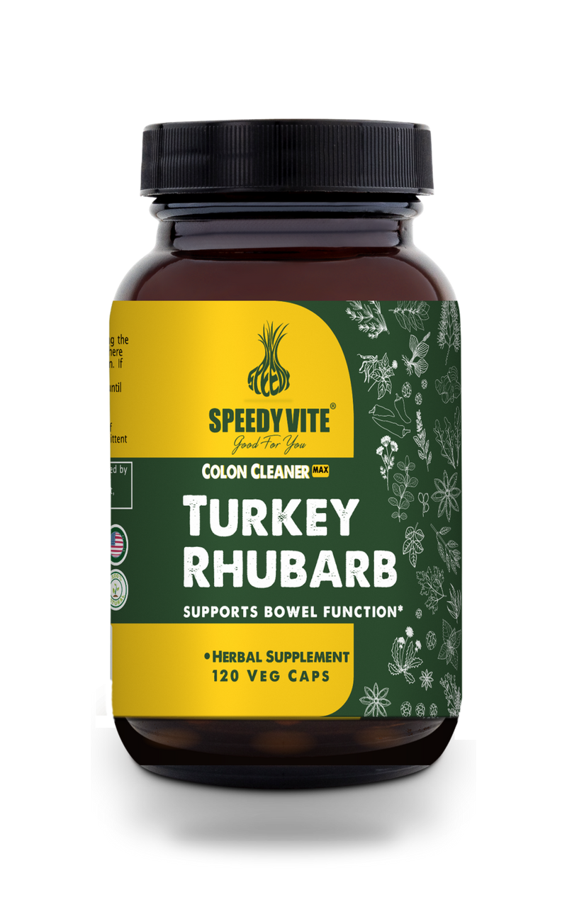 Colon Cleaner (Max Strength) Turkey Rhubarb - 120 Veg Caps | Supports Bowel Function* | SpeedyVite® - FREE EXPEDITED