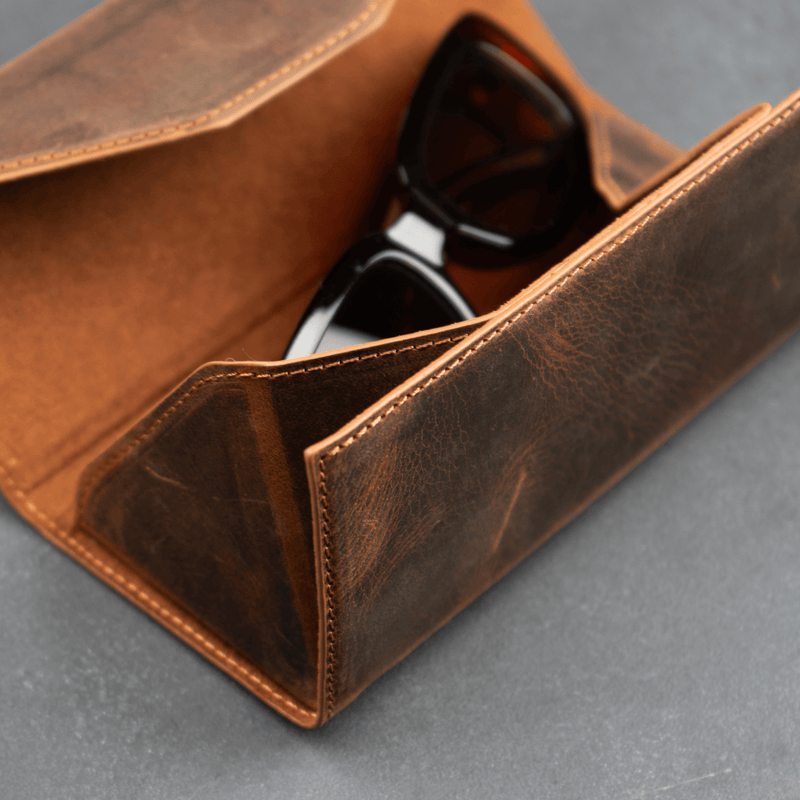 Luxury Leather Sunglasses Case - Dark Brown - Louisville