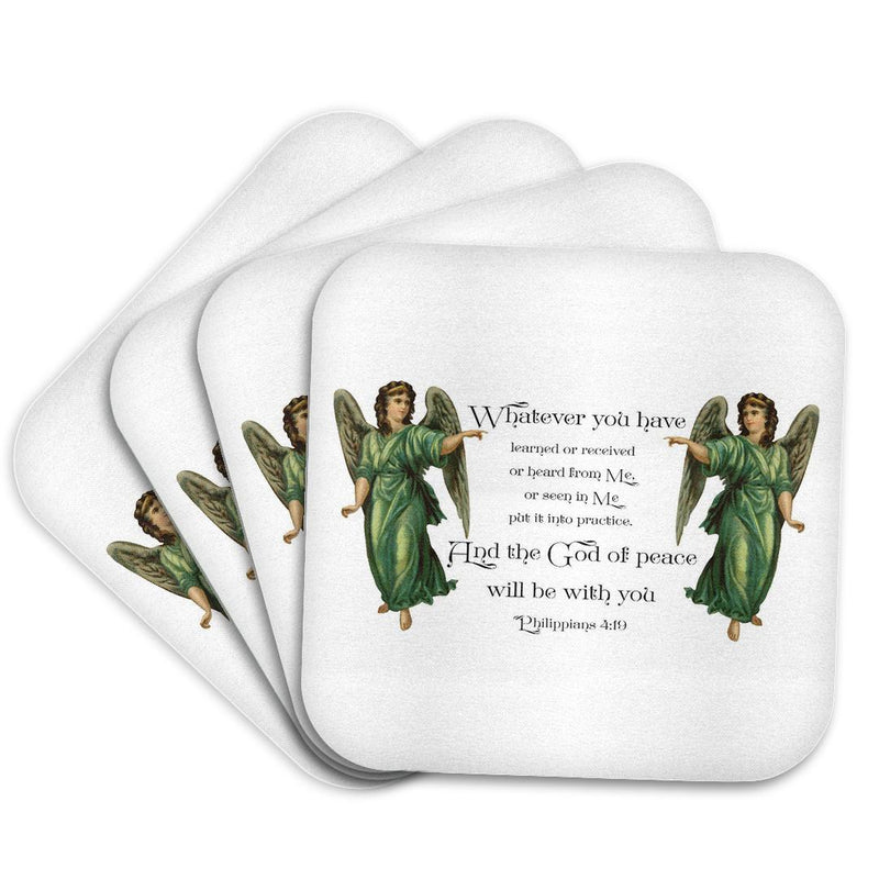 3dRose TNMGraphics Scripture - The God of Peace Be with You Philippians 4 - Coasters