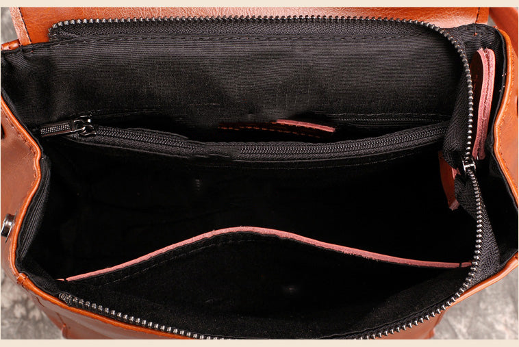 Vintage Leather College Backpack, Shoulder Bag, Fashion Handbags For Women 9212