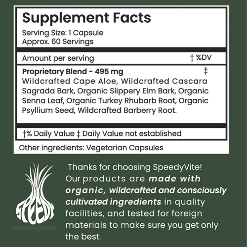 Colon Cleaner Gentle - Happy Colon (60 Veg Caps) | Supports Regularity & Natural Elimination* | SpeedyVite® - FREE SHIPPING