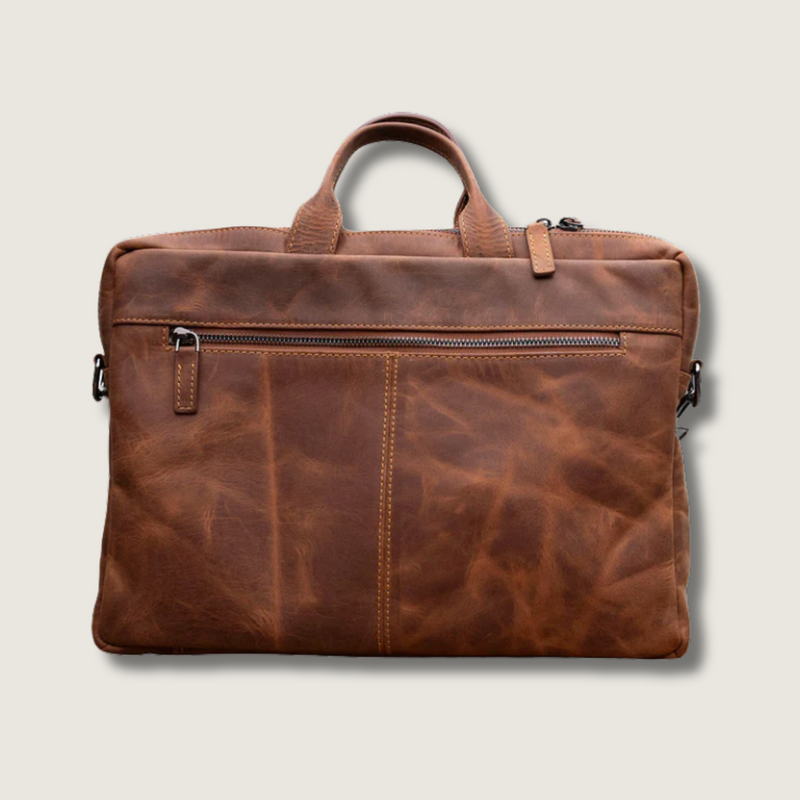 Classic Leather Laptop Bag - Dark Brown - Hollywood
