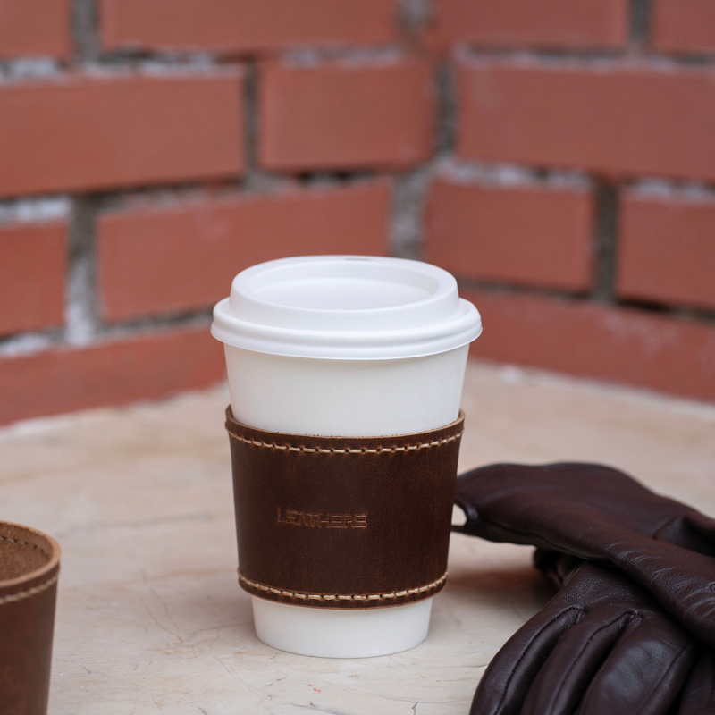 Savannah Leather Coffee Cup Sleeve Set (Pair)