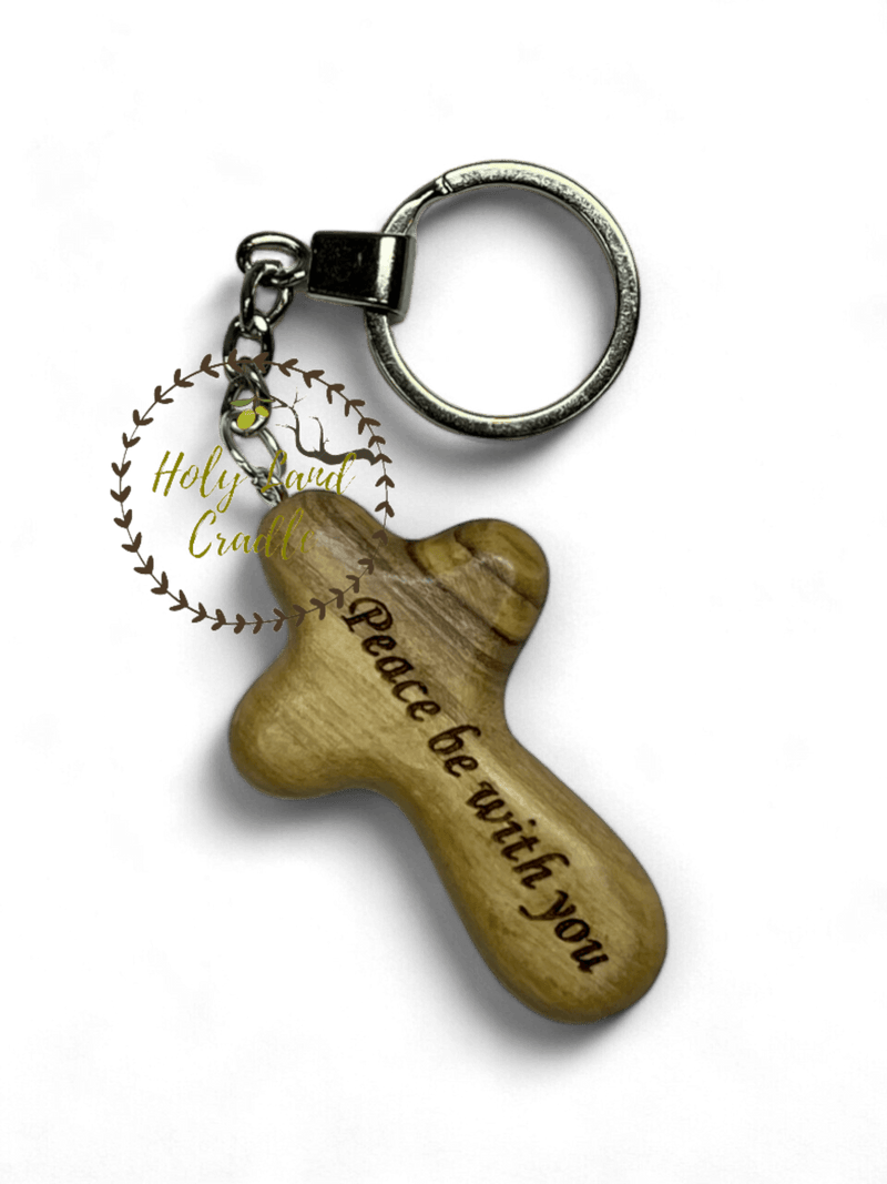 Olive Wood Key chain cross