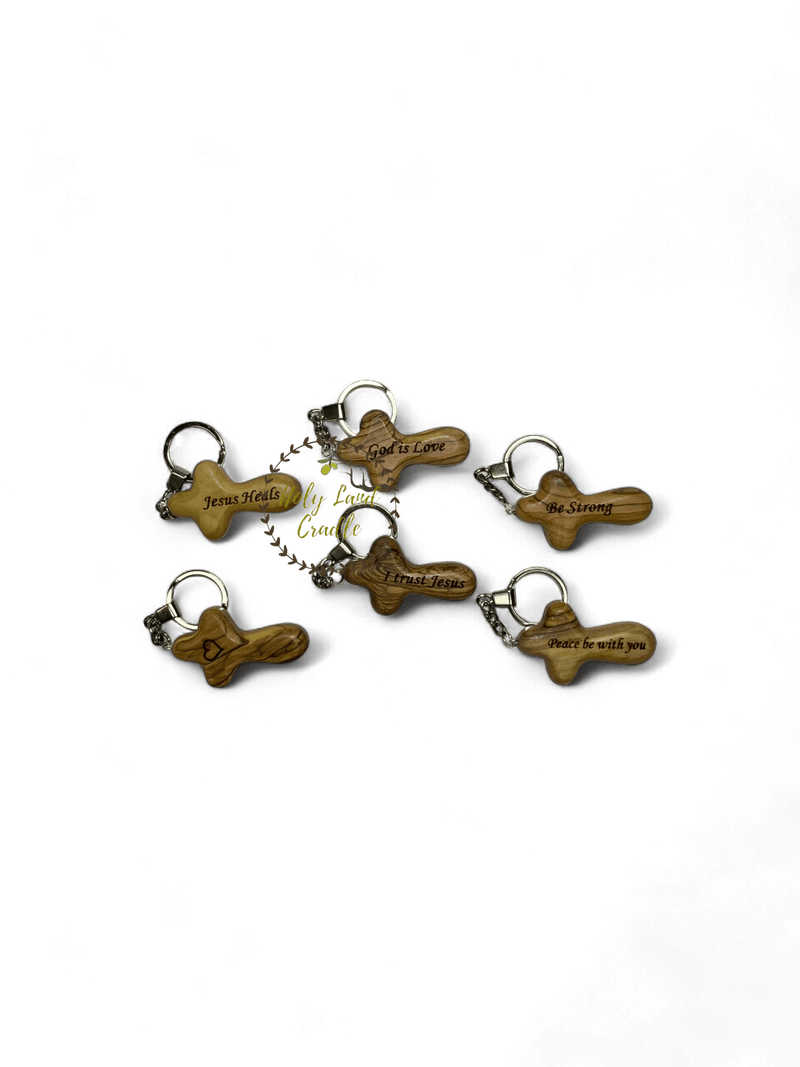 Olive Wood Key chain cross