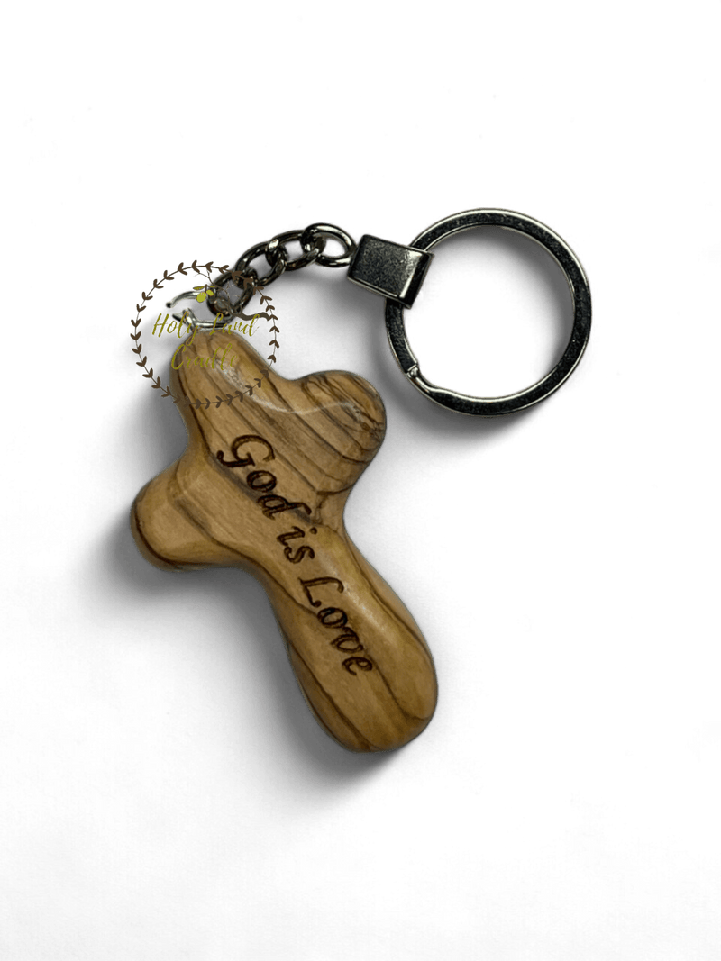 Olive Wood Key chain cross