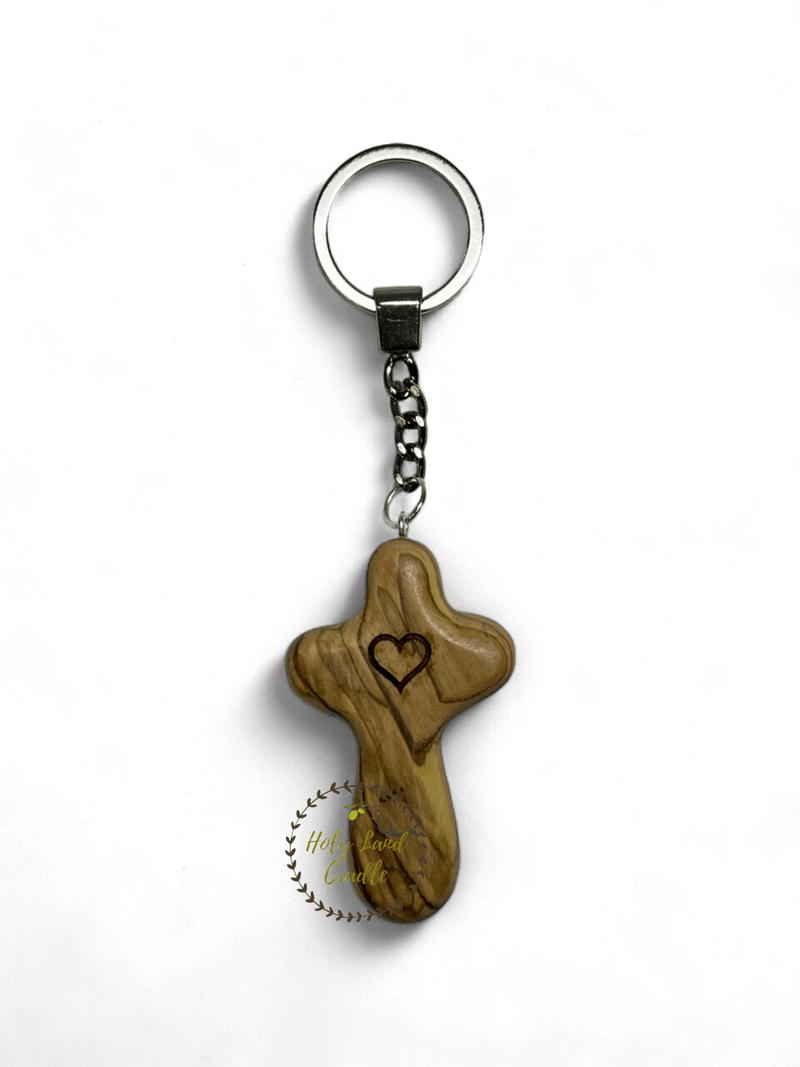 Olive Wood Key chain cross