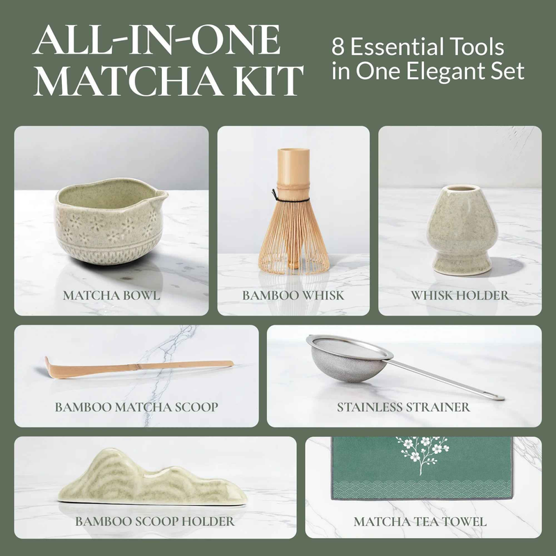 Matcha Whisk Set — Bamboo Chasen + Ceramic Chawan Gift Set