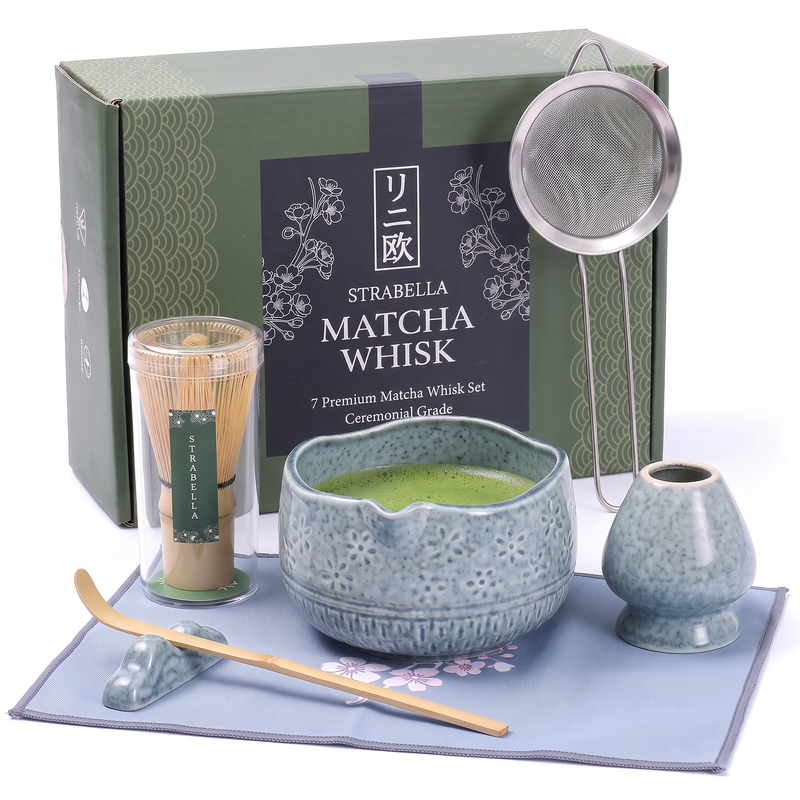 Matcha Whisk Set — Bamboo Chasen + Ceramic Chawan Gift Set