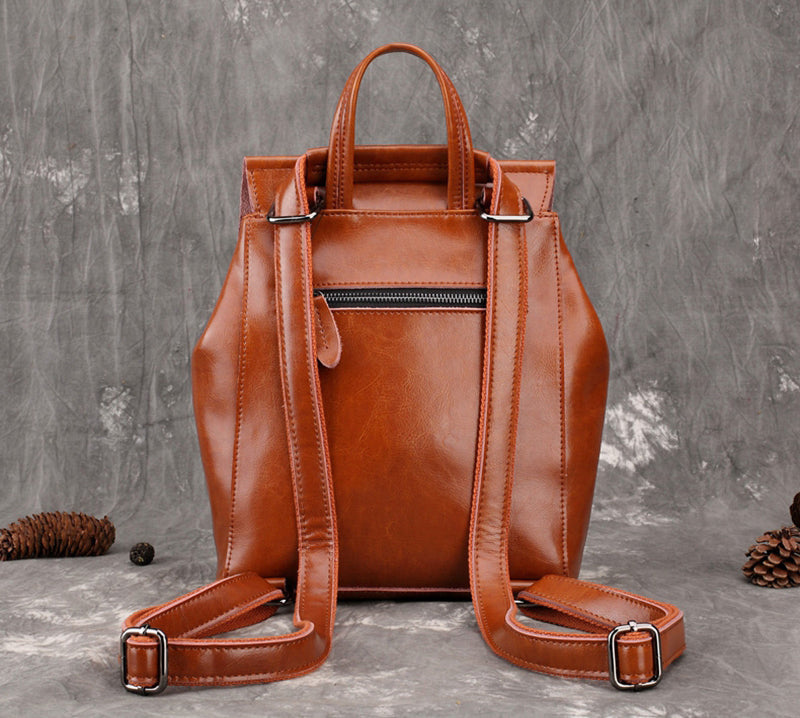 Vintage Leather College Backpack, Shoulder Bag, Fashion Handbags For Women 9212