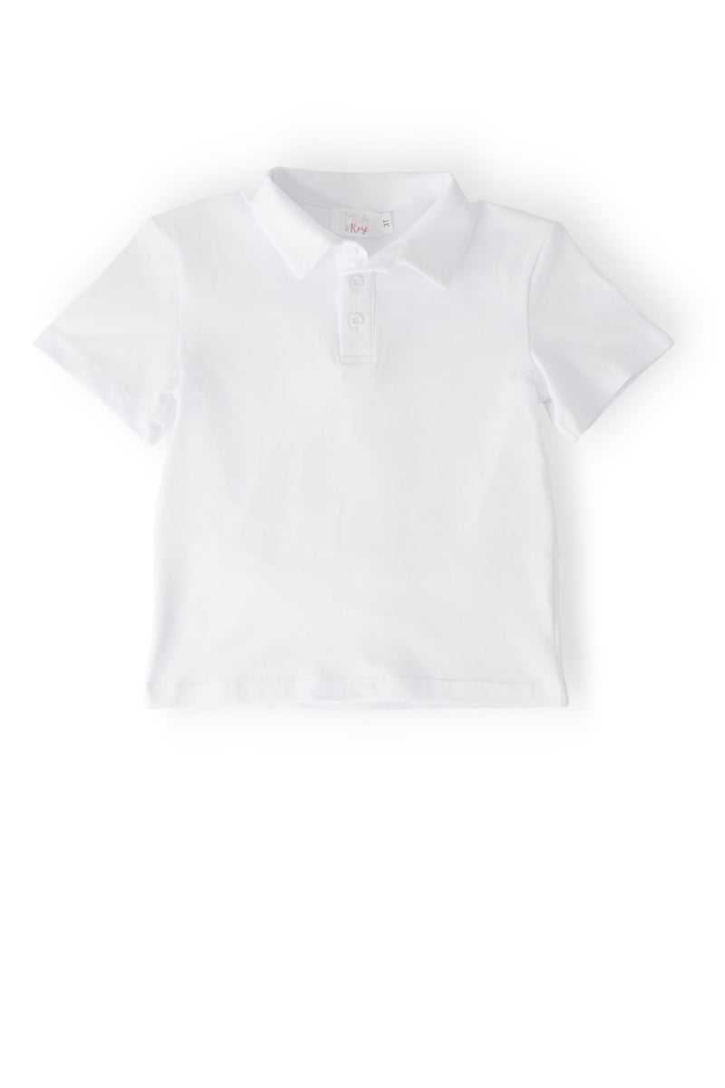 Boys White S/S Polo