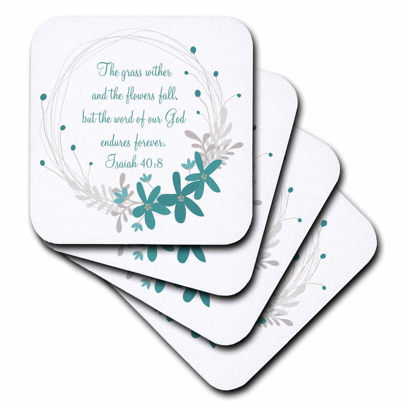 3dRose TNMGraphics Scripture - Isaiah 40 Scripture The Grass Withers and The Flowers Fall - Coasters