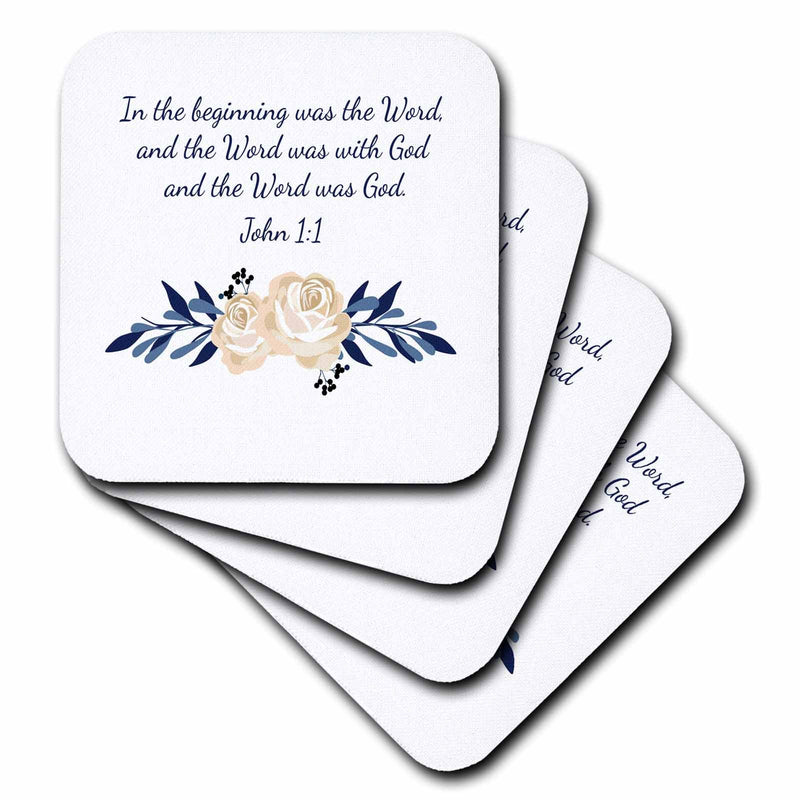 3dRose TNMGraphics Scripture - Scripture John 1 in The Beginning was The Word - Coasters