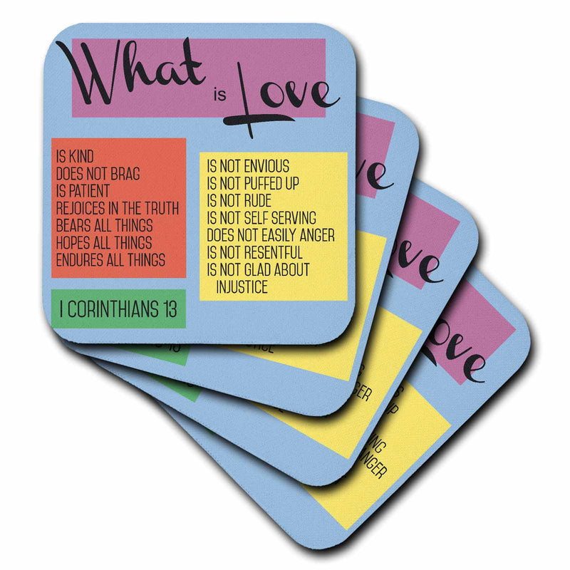 3dRose TNMGraphics Scripture - What is Love Scripture Corinthians 13 - Coasters