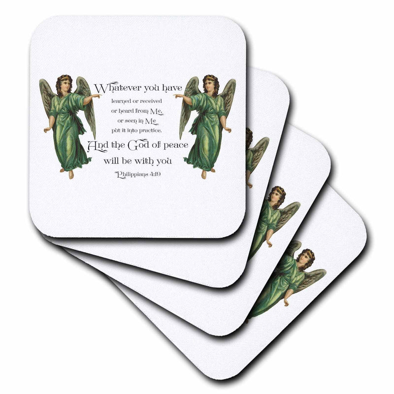 3dRose TNMGraphics Scripture - The God of Peace Be with You Philippians 4 - Coasters