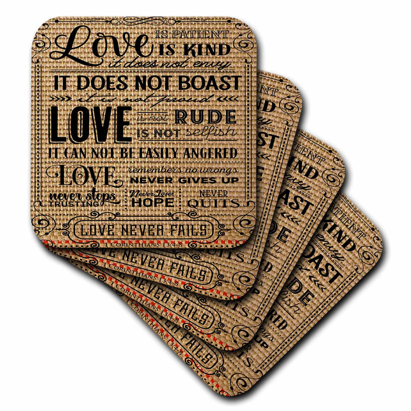 3dRose Love scripture from the bible - Corinthians - Coasters (cst_300722)