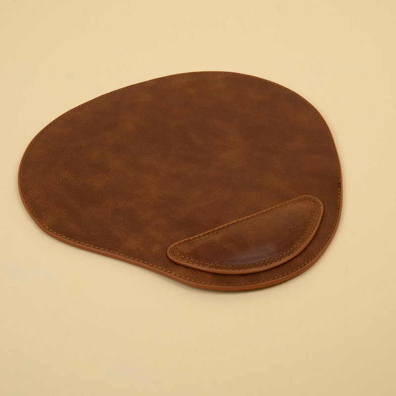 Ergonomic Leather Mouse Pad with Wrist Support - Dark Brown - Portland