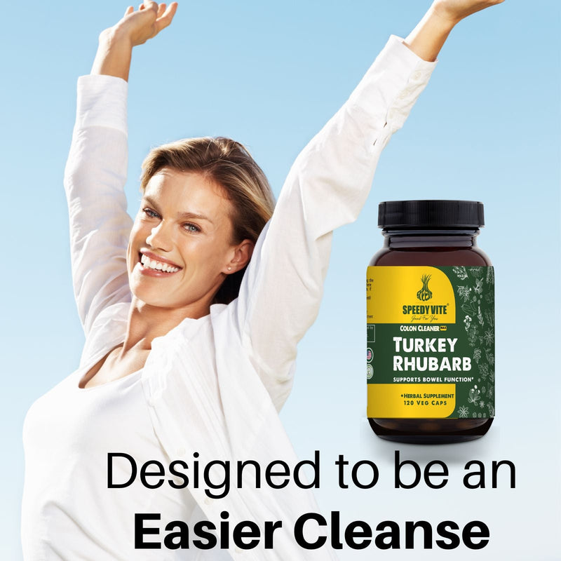 Colon Cleaner (Max Strength) Turkey Rhubarb - 120 Veg Caps | Supports Bowel Function* | SpeedyVite® - FREE EXPEDITED