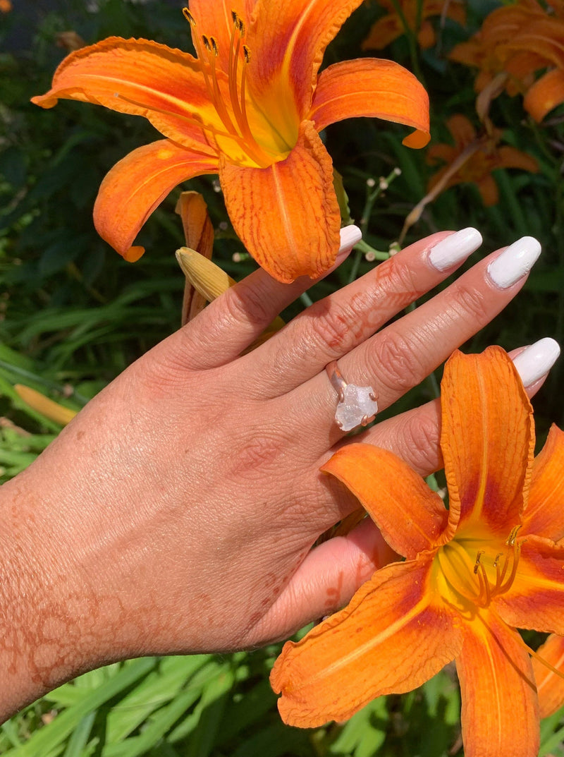 Raw Moonstone Prong Ring