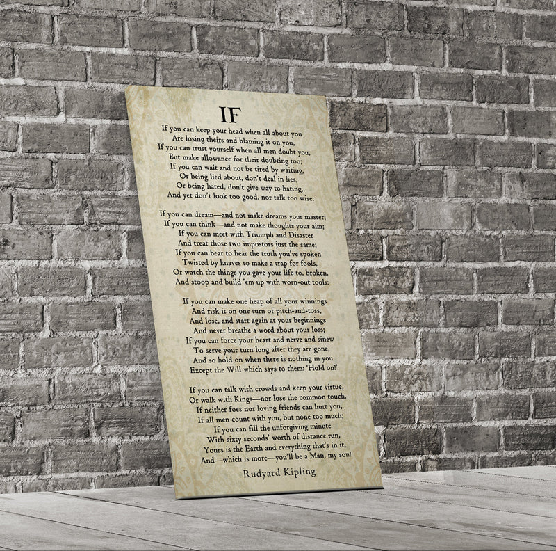 If Poem Canvas Wall Art | Rudyard Kipling Inspirational Graduation Gift