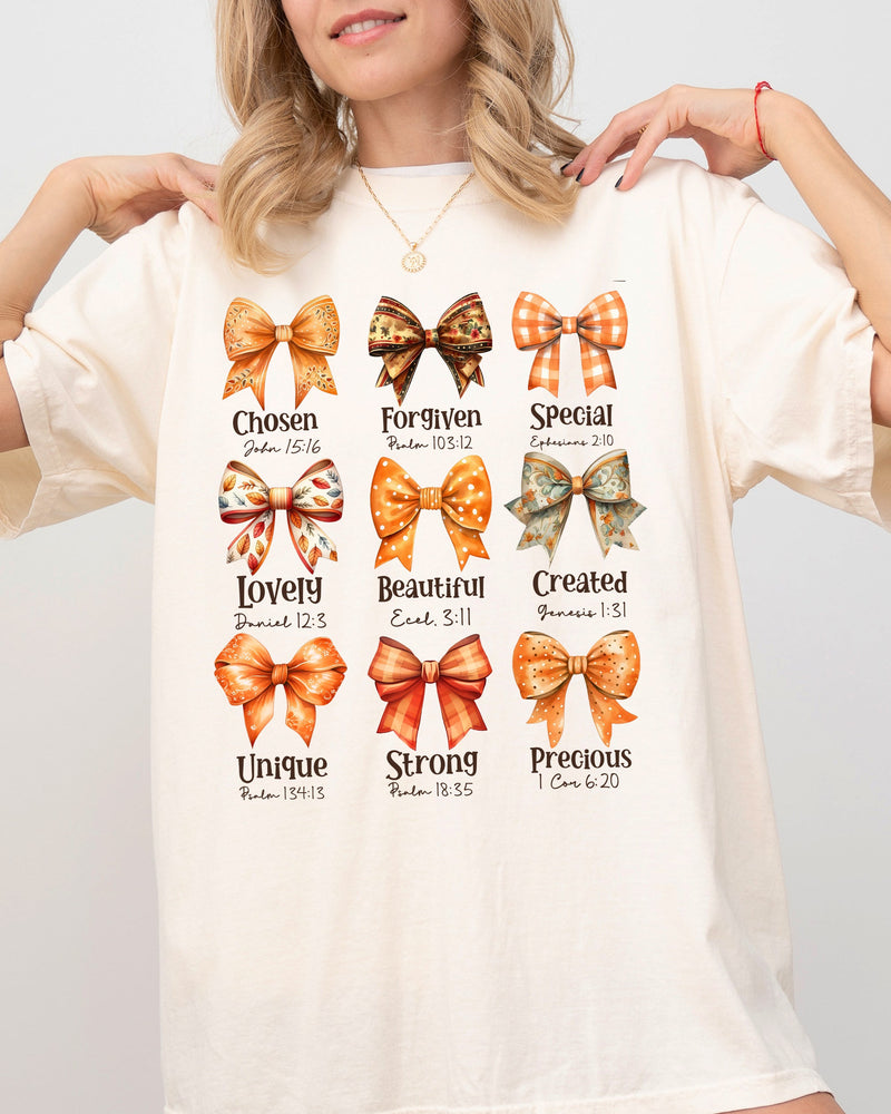 Bible Verse Bow Ribbon Christian Fall Comfort Colors Tee