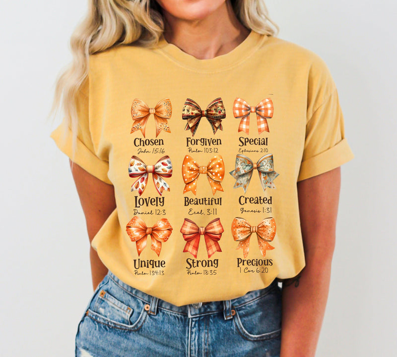 Bible Verse Bow Ribbon Christian Fall Comfort Colors Tee