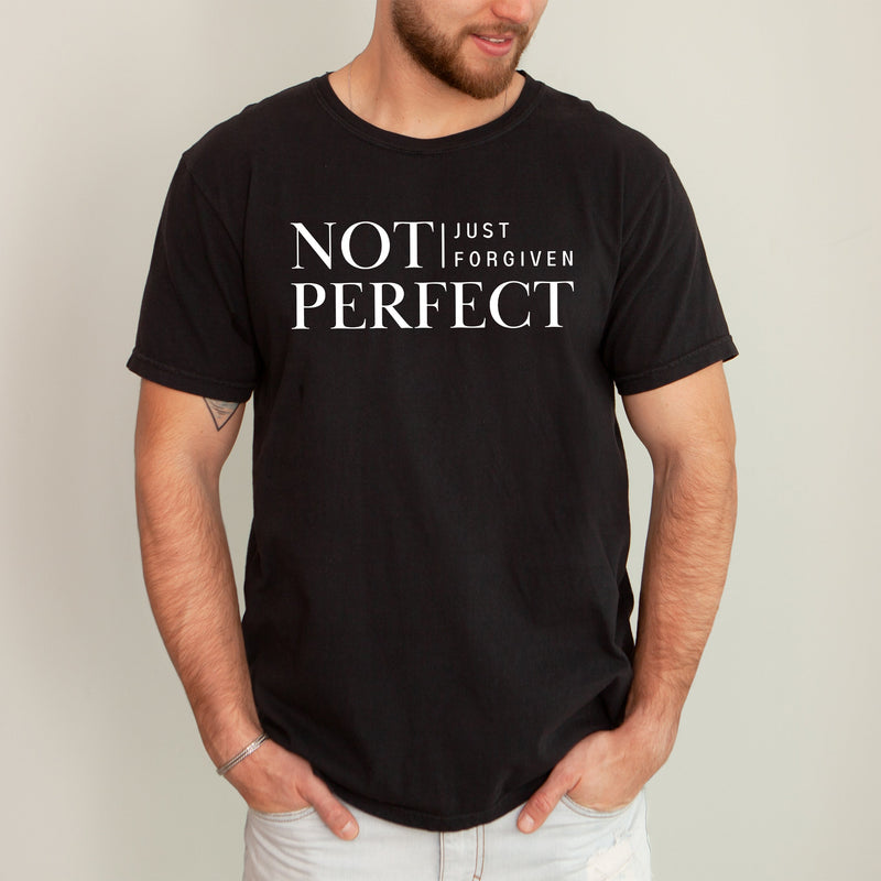Not Perfect, Just Forgiven, Jesus, Christian, Religious, Gospel, Faith Comfort Colors Tee
