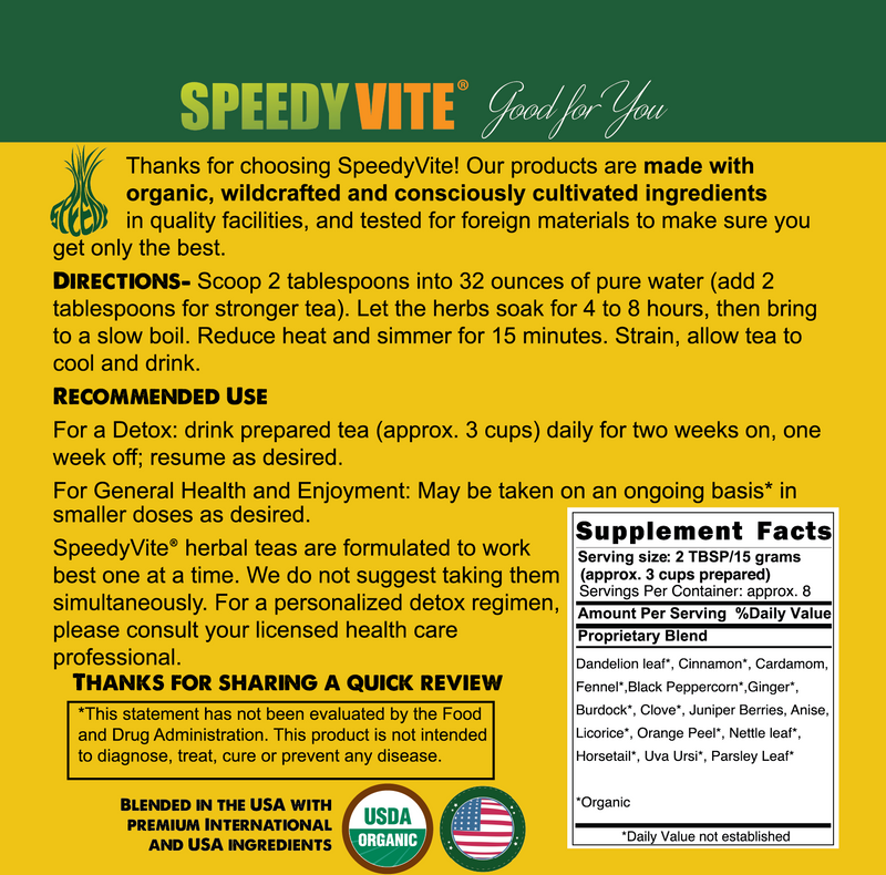 Liver LifeBoost® Tea | USDA Organic Herbal Liver Support* (4 oz / 8 oz / 28 Bags) | SpeedyVite® - FREE SHIPPING