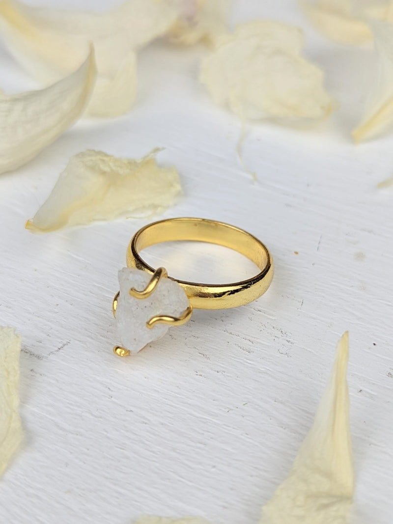 Raw Moonstone Prong Ring