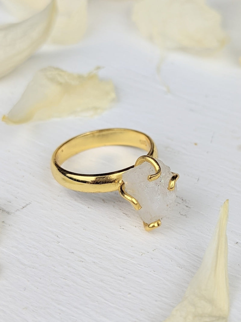 Raw Moonstone Prong Ring