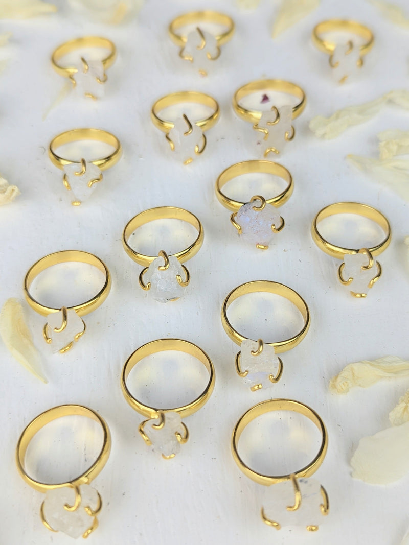 Raw Moonstone Prong Ring