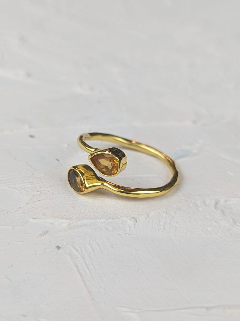 Citrine Teardrop Wrap Ring
