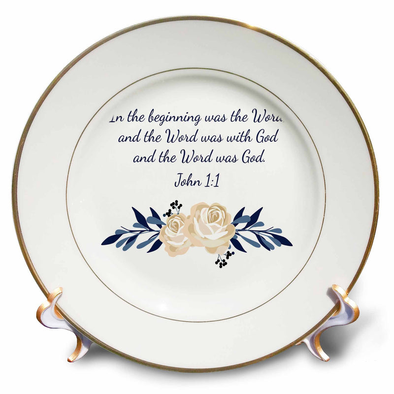 3dRose TNMGraphics Scripture - Scripture John 1 in The Beginning was The Word - Plates
