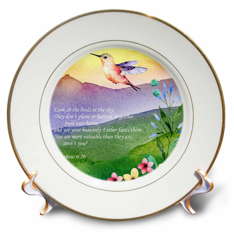 3dRose TNMGraphics Scripture - Matthew 6 Birds of The Sky Neither Sow nor Reap - Plates