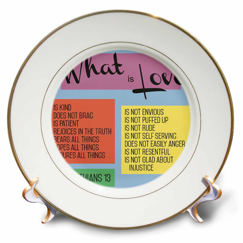 3dRose TNMGraphics Scripture - What is Love Scripture Corinthians 13 - Plates