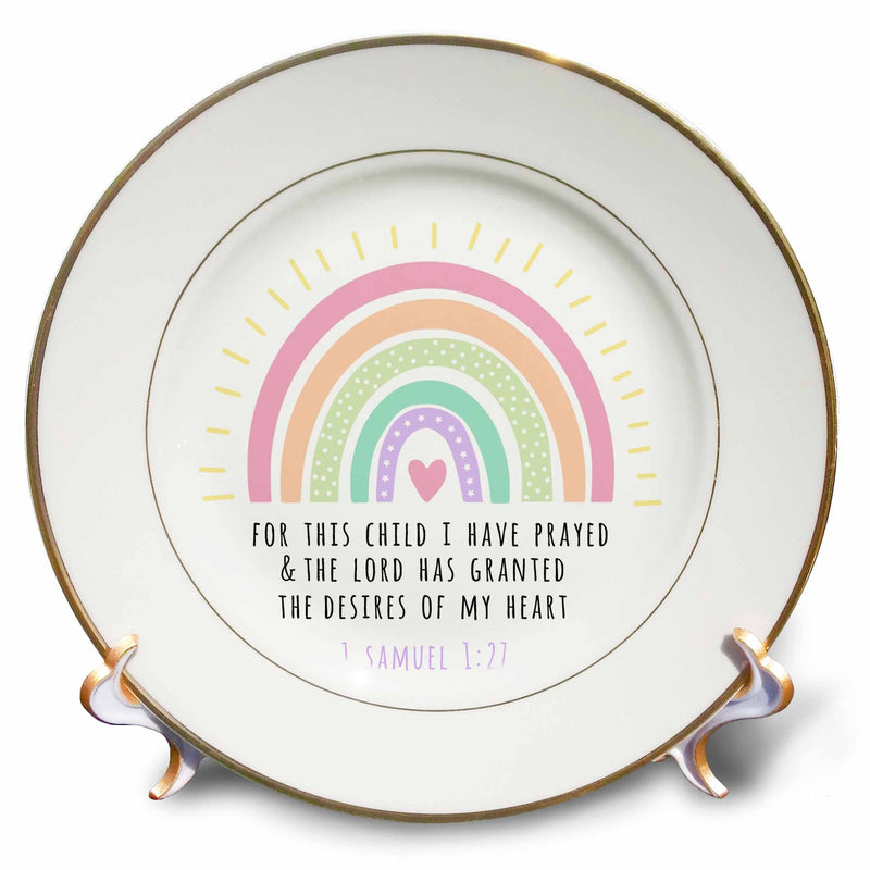 3dRose for This Child I Have Prayed Bible Quote Verse Christian Scripture Art - Plates (cp-363657)