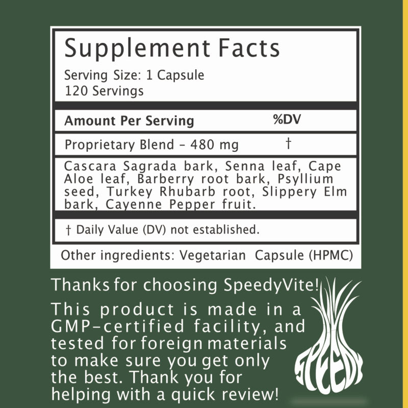 Colon Cleaner (Max Strength) Turkey Rhubarb - 120 Veg Caps | Supports Bowel Function* | SpeedyVite® - FREE EXPEDITED