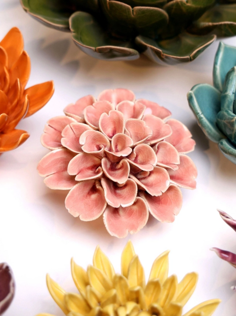 Ceramic Small Pink Dahlia Flower