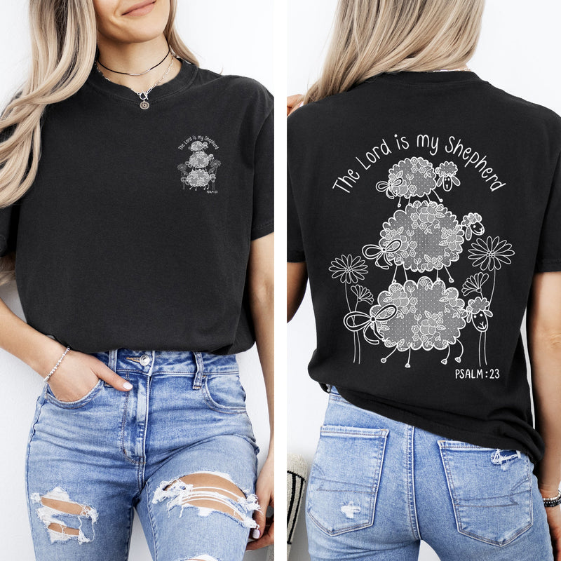 The Lord Is My Shepherd Adorable Lace Sheep Christian Jesus Gospel Faith Saved Comfort Colors Tee