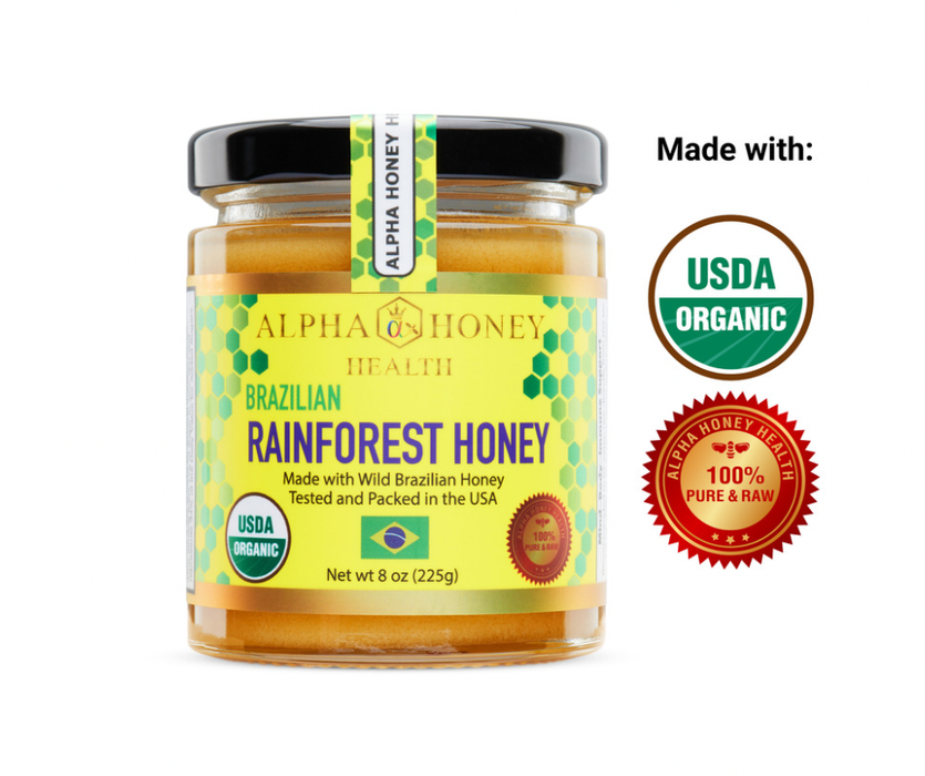 100% Certified USDA Organic Rainforest Honey, 8oz FREE EXPEDITED