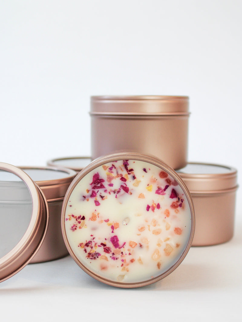 Unlabeled 4 oz Botanical Soy Wax Candles - Party Favors