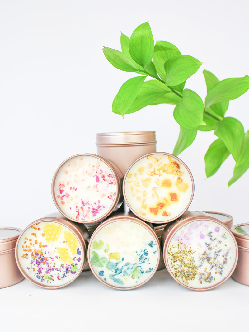 Unlabeled 4 oz Botanical Soy Wax Candles - Party Favors