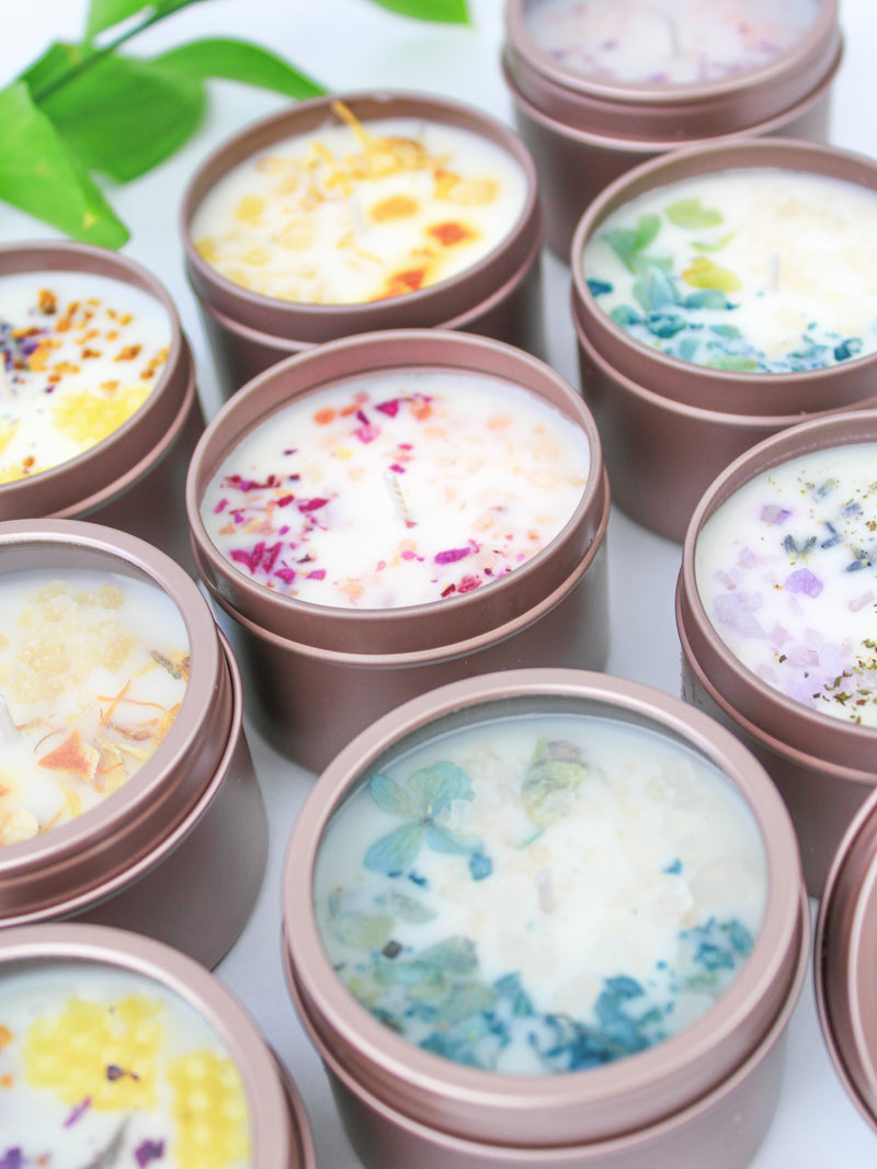 Unlabeled 4 oz Botanical Soy Wax Candles - Party Favors