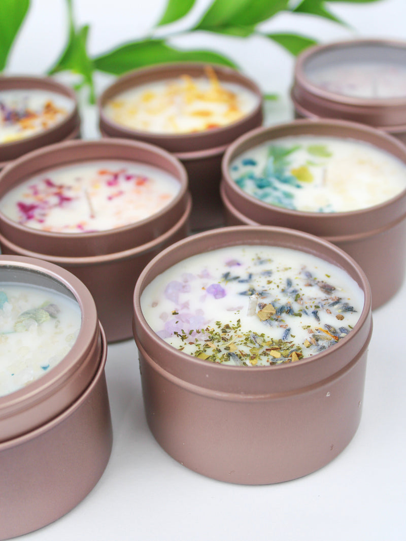 Unlabeled 4 oz Botanical Soy Wax Candles - Party Favors