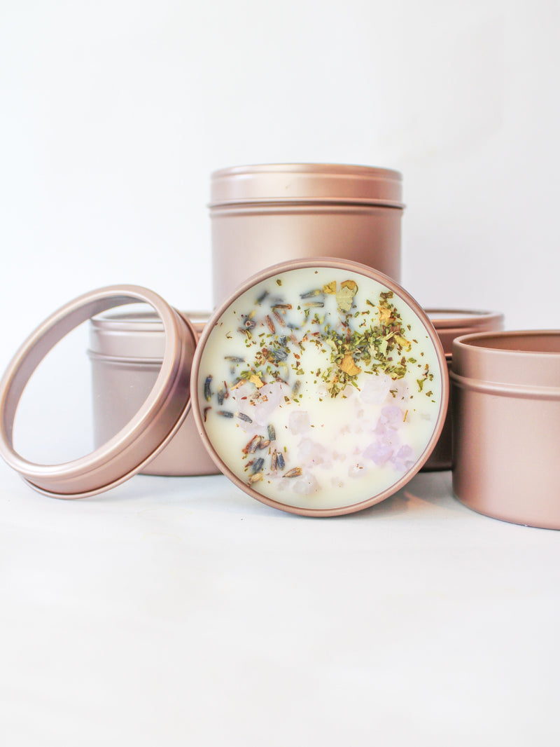 Unlabeled 4 oz Botanical Soy Wax Candles - Party Favors