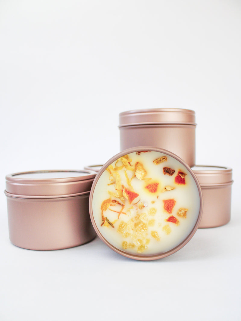 Unlabeled 4 oz Botanical Soy Wax Candles - Party Favors