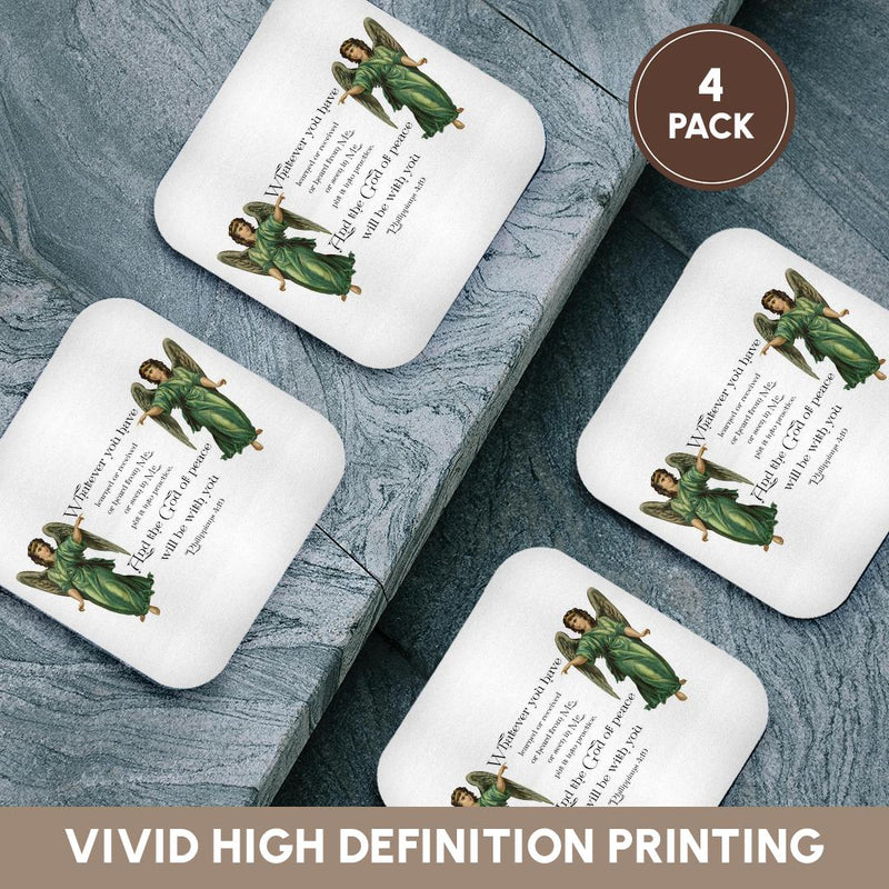 3dRose TNMGraphics Scripture - The God of Peace Be with You Philippians 4 - Coasters