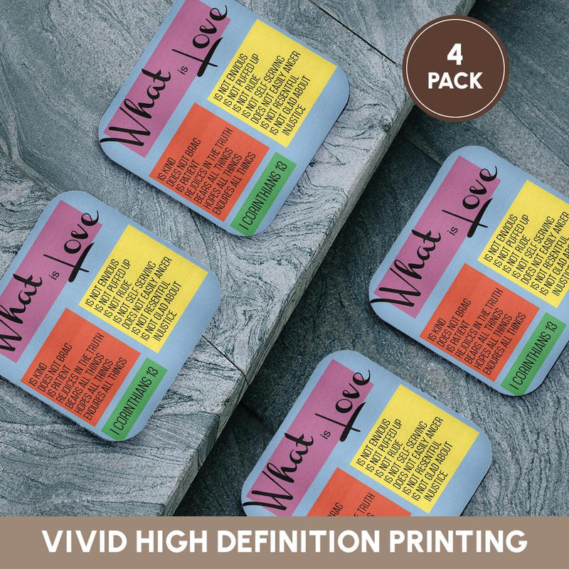3dRose TNMGraphics Scripture - What is Love Scripture Corinthians 13 - Coasters