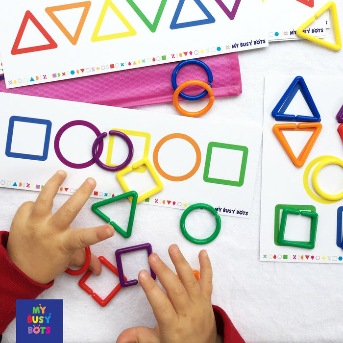 All Shaped Up - My Busy Bots Bag of shapes for matching, learning & building fine motor, visual perception, cognitive & life skills